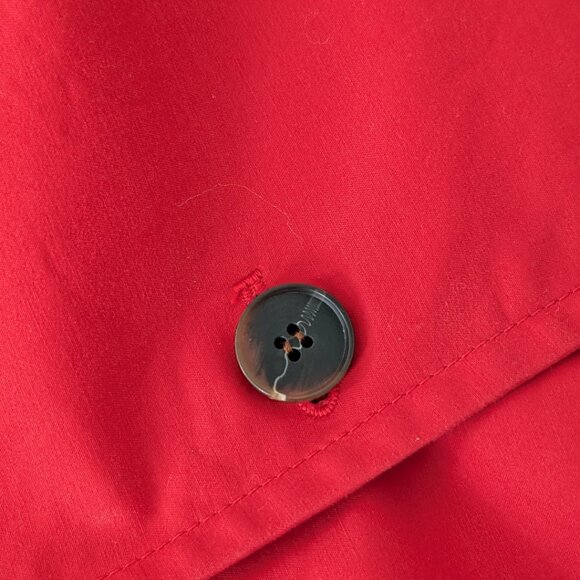 JACOB Long Red Trench Coat Button Up with Faux Pockets Women's Size M - Picture 6 of 13